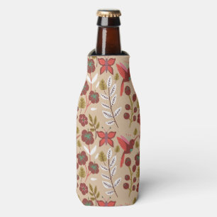 Floral seamless pattern flowers, birds, butterfly bottle cooler