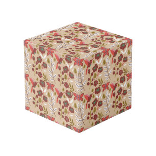 Floral seamless pattern flowers, birds, butterfly cube