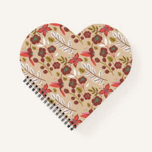 Floral seamless pattern flowers, birds, butterfly notebook