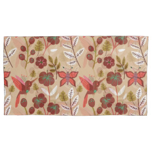 Floral seamless pattern flowers, birds, butterfly pillowcase