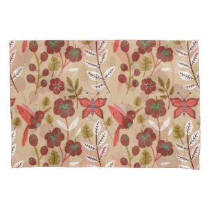 Floral seamless pattern flowers, birds, butterfly pillowcase