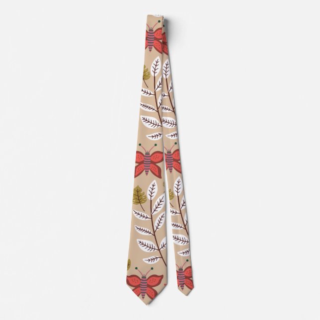 Floral seamless pattern flowers, birds, butterfly tie (Front)
