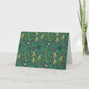 Floral seamless pattern flowers green background card