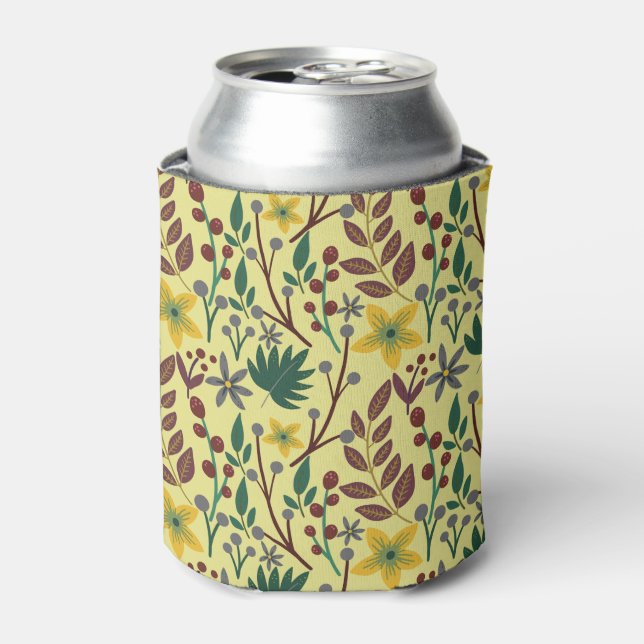 Floral seamless pattern flowers, leaves, branches can cooler (Can Front)