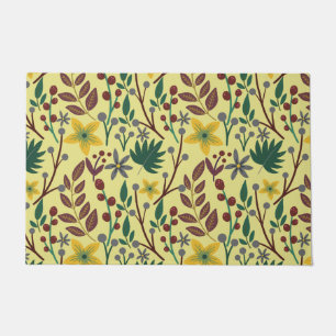 Floral seamless pattern flowers, leaves, branches doormat