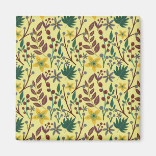 Floral seamless pattern flowers, leaves, branches magnet