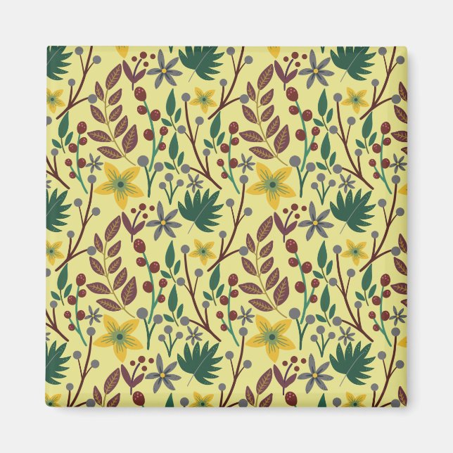 Floral seamless pattern flowers, leaves, branches magnet (Front)