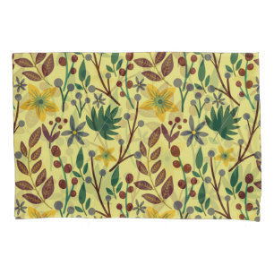 Floral seamless pattern flowers, leaves, branches pillowcase
