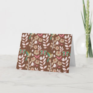 Floral seamless pattern flowers, leaves, butterfly card