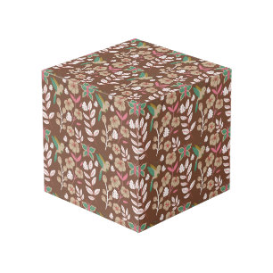 Floral seamless pattern flowers, leaves, butterfly cube