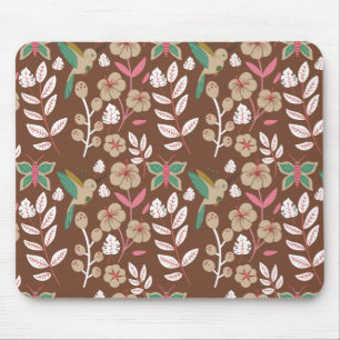 Floral seamless pattern flowers, leaves, butterfly mouse pad