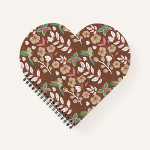 Floral seamless pattern flowers, leaves, butterfly notebook