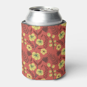 Floral seamless pattern flowers yellow and red can cooler