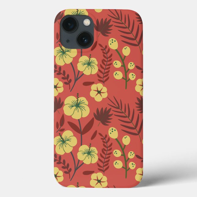 Floral seamless pattern flowers yellow and red Case-Mate iPhone case (Back)