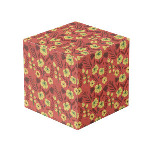 Floral seamless pattern flowers yellow and red cube