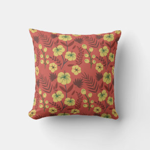 Floral seamless pattern flowers yellow and red cushion
