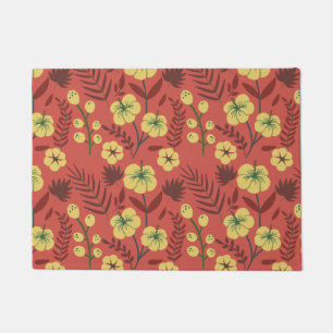 Floral seamless pattern flowers yellow and red doormat