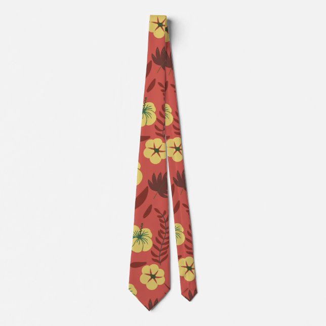 Floral seamless pattern flowers yellow and red tie (Front)
