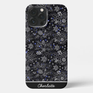 Floral seamless pattern galaxy personalised name iPhone 13 pro max case