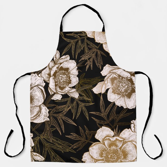Floral seamless pattern. Garden flowers peonies an Apron (Front)