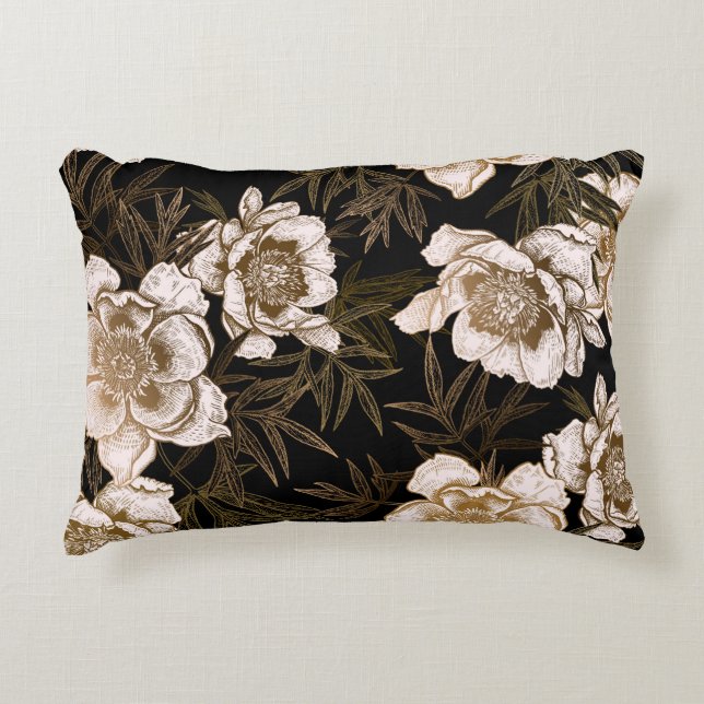 Floral seamless pattern. Garden flowers peonies an Decorative Cushion (Front)