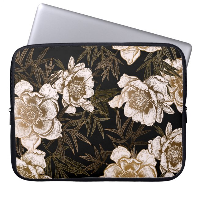 Floral seamless pattern. Garden flowers peonies an Laptop Sleeve (Front)