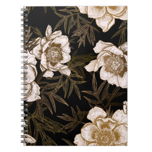 Floral seamless pattern. Garden flowers peonies an Notebook