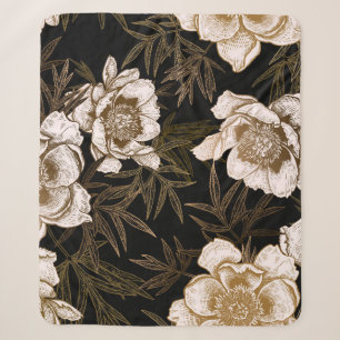 Floral seamless pattern. Garden flowers peonies an Sherpa Blanket
