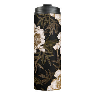 Floral seamless pattern. Garden flowers peonies an Thermal Tumbler