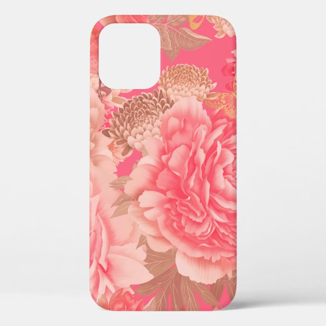 Floral seamless pattern. Garden flowers pink peoni Case-Mate iPhone Case (Back)
