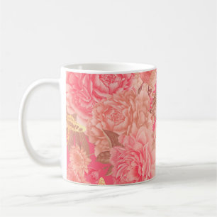 Floral seamless pattern. Garden flowers pink peoni Coffee Mug