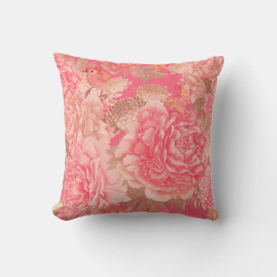 Floral seamless pattern. Garden flowers pink peoni Cushion