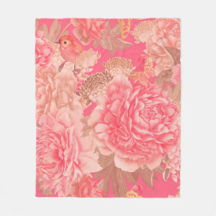 Floral seamless pattern. Garden flowers pink peoni Fleece Blanket