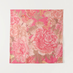 Floral seamless pattern. Garden flowers pink peoni Tapestry