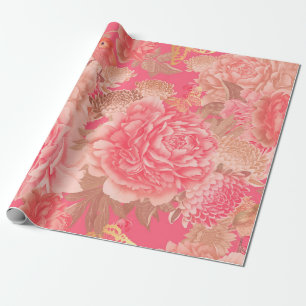 Floral seamless pattern. Garden flowers pink peoni Wrapping Paper