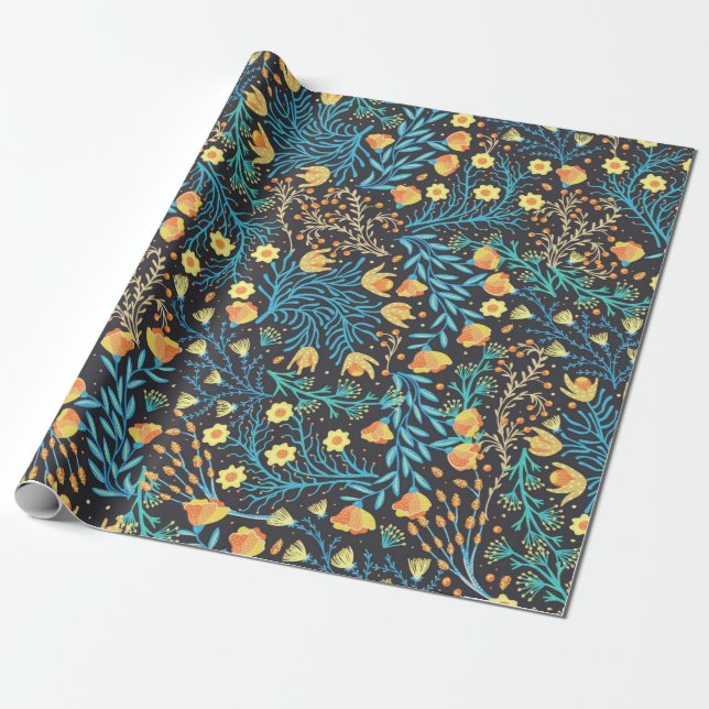 Floral seamless pattern. Hand drawn creative flowe Wrapping Paper (Unrolled)