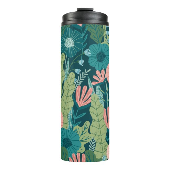 Floral seamless pattern, interior decor thermal tumbler (Front)