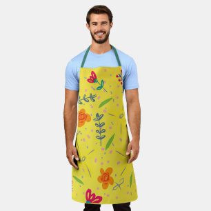Floral Seamless Pattern & Leaves Apron