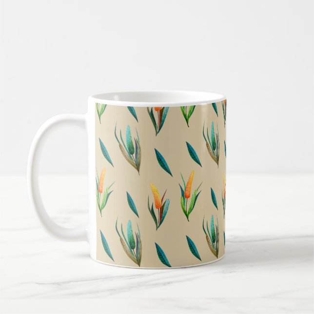 Floral seamless pattern made of stylised flowers a coffee mug (Left)