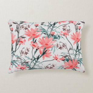 Floral seamless pattern, margarita and hyacinthes, decorative cushion
