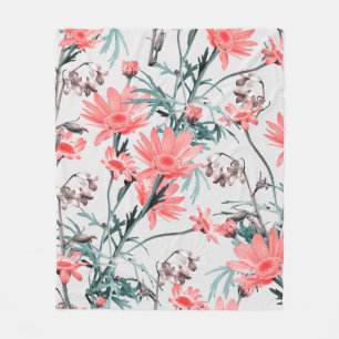 Floral seamless pattern, margarita and hyacinthes, fleece blanket