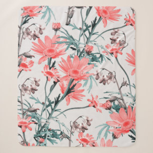 Floral seamless pattern, margarita and hyacinthes, sherpa blanket