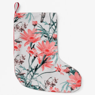 Floral seamless pattern, margarita and hyacinthes, small christmas stocking