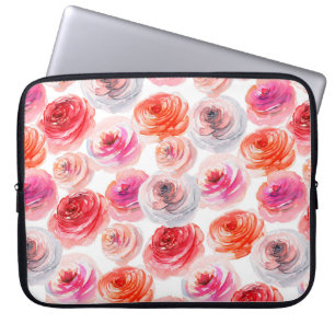 Floral seamless pattern of watercolor red,white an laptop sleeve