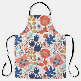 Floral seamless pattern on white. Abstract backgro Apron
