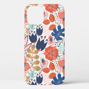 Floral seamless pattern on white. Abstract backgro iPhone 12 Case