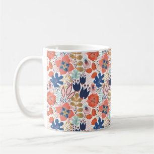 Floral seamless pattern on white. Abstract backgro Coffee Mug