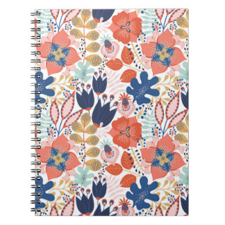 Floral seamless pattern on white. Abstract backgro Notebook