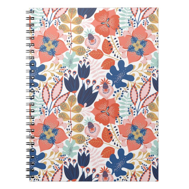 Floral seamless pattern on white. Abstract backgro Notebook (Front)
