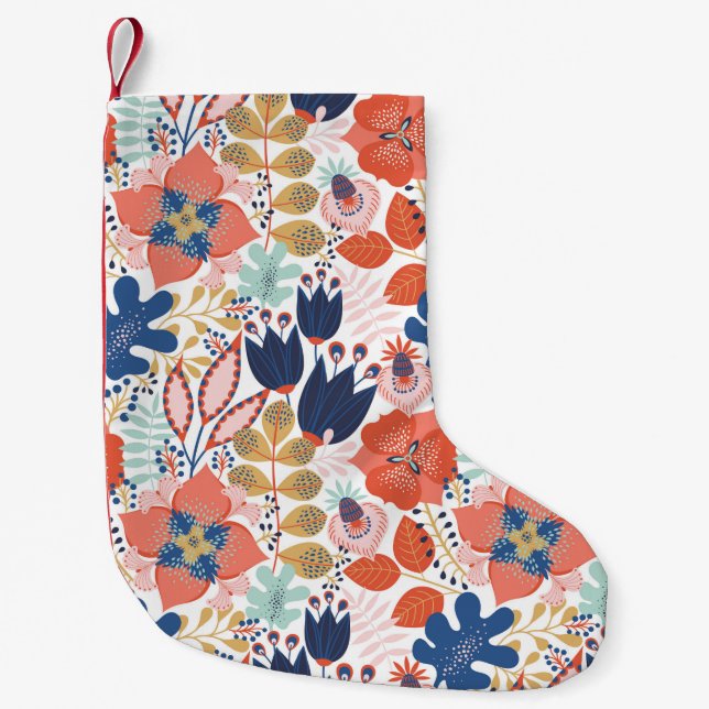 Floral seamless pattern on white. Abstract backgro Small Christmas Stocking (Front)